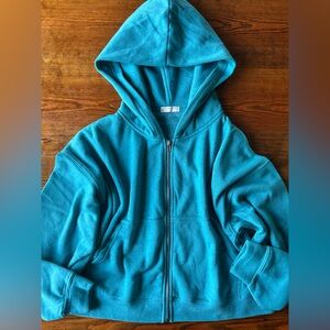 Free People FP Movement Blue Cropped Full Zip Hoodie Oversized Small